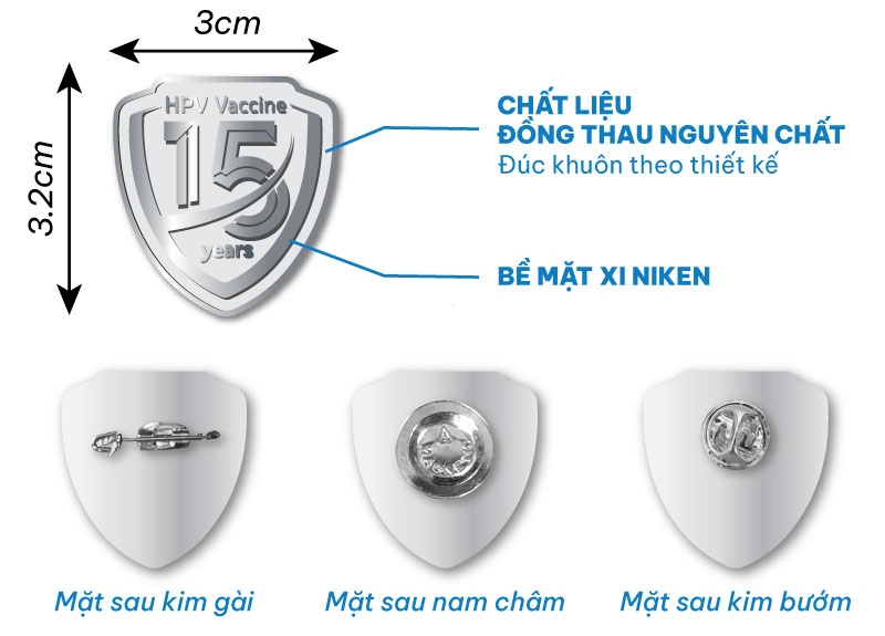 Huy hiệu đeo áo đồng đúc mạ bạc